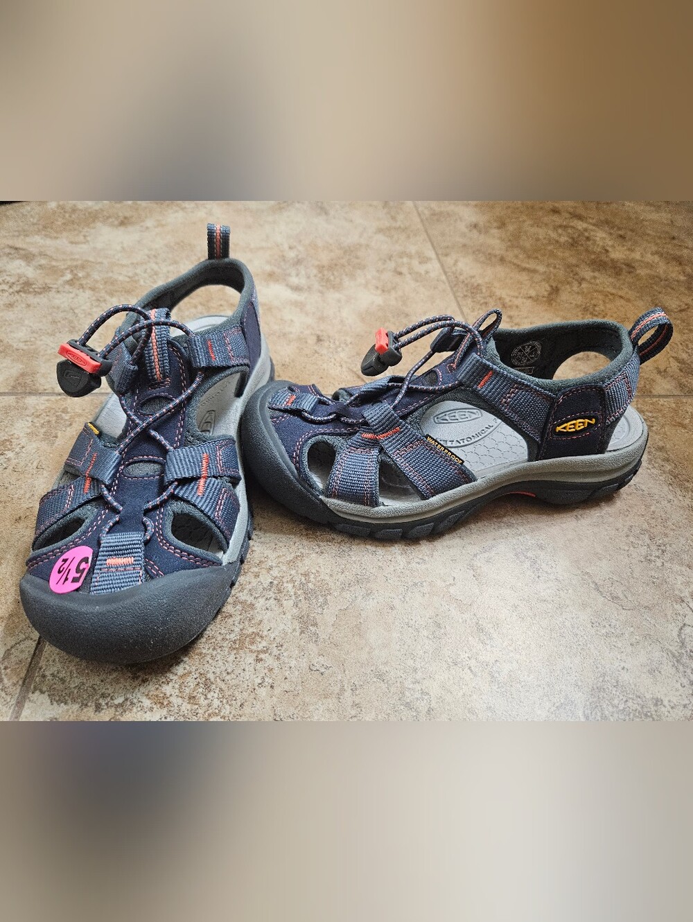 Women's KEEN Navy and Orange Closed-Toe Water Sandals